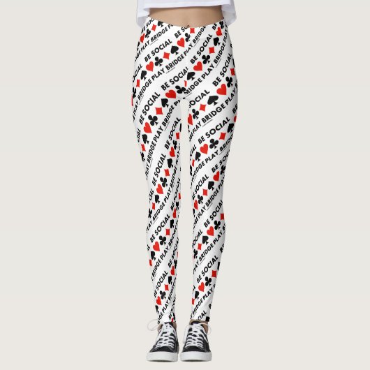Word Social Play Bridge Vier Card Suits Adviezen Leggings (Voorkant)