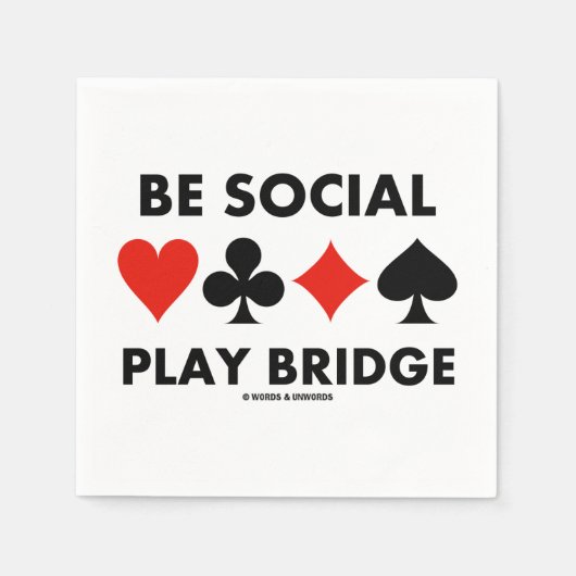 Word Social Play Bridge Vier Kaart Suits Adviezen Servet (Voorkant)