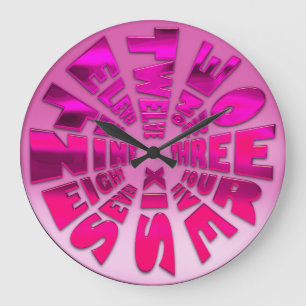 Word Time Clock Hot Pink Grote Klok