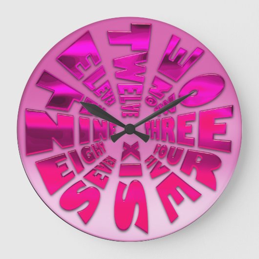 Word Time Clock Hot Pink Grote Klok (Voorkant)