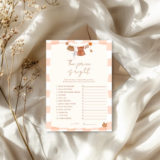 Word verliefd De prijs is goed Baby Shower spel Kaart