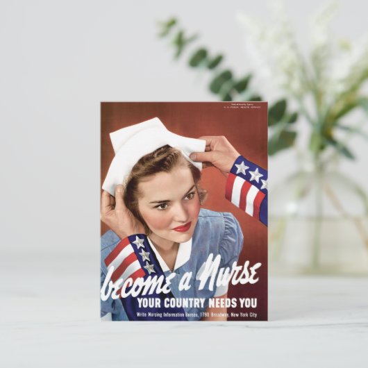 Word verpleegster briefkaart (Staand voorkant)