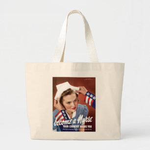 Word verpleegster grote tote bag