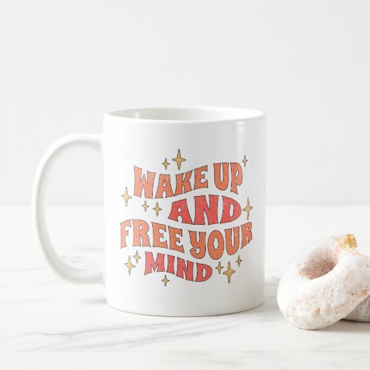Word wakker en bevrijd je geest koffiemok (Met donut)