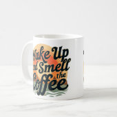 Word wakker en ruik de koffie koffiemok (Voorkant links)