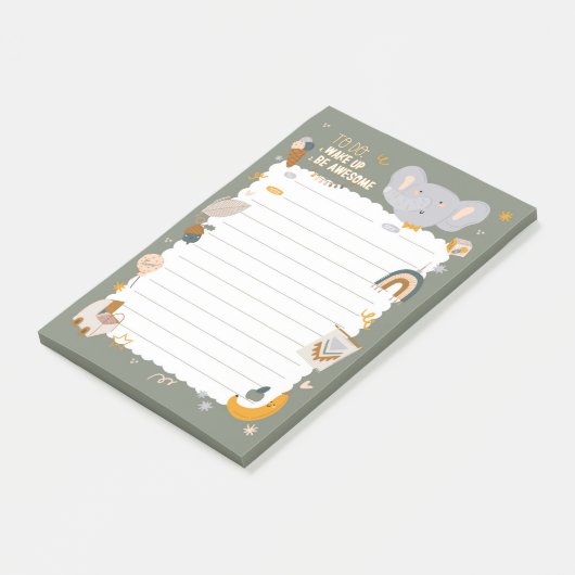 Word wakker en wees Geweldige met Olifant Post-it® Notes (Schuin)