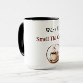 Word Wakker, Koffiegeur Grappige Koffieliefhebber Mok (Voorkant links)