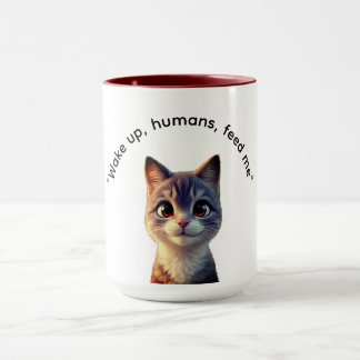 Word wakker mensen voer me kat mok