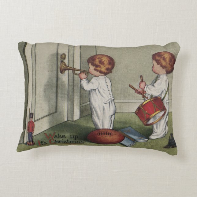 Word wakker met de kerstschattige illustratie van  accent kussen (Achterkant)