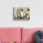 Word wakker met de kerstschattige illustratie van  canvas afdruk (Insitu (Woonkamer))