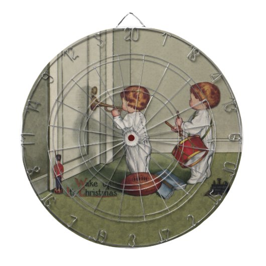 Word wakker met de kerstschattige illustratie van  dartbord (Voorkant)