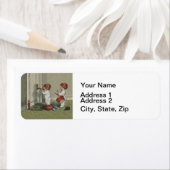 Word wakker met de kerstschattige illustratie van  etiket (Insitu)