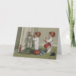 Word wakker met de kerstschattige illustratie van feestdagen kaart