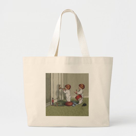 Word wakker met de kerstschattige illustratie van grote tote bag (Voorkant)
