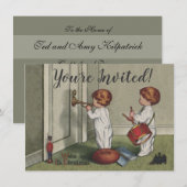 Word wakker met de kerstschattige illustratie van  kaart (Voorkant / Achterkant)