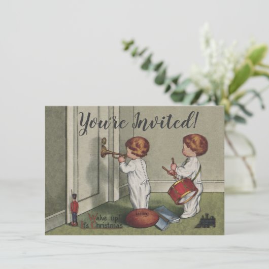 Word wakker met de kerstschattige illustratie van  kaart (Staand voorkant)