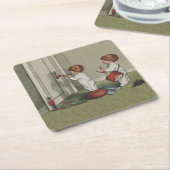 Word wakker met de kerstschattige illustratie van  kartonnen onderzetters (Schuin)