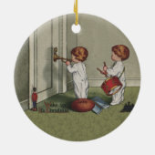 Word wakker met de kerstschattige illustratie van  keramisch ornament (Achterkant)