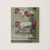 Word wakker met de kerstschattige illustratie van  legpuzzel (Verticaal)