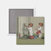 Word wakker met de kerstschattige illustratie van  magneet (Voorkant / Achterkant)