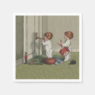 Word wakker met de kerstschattige illustratie van  servet