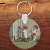 Word wakker met de kerstschattige illustratie van  sleutelhanger (Voorkant)