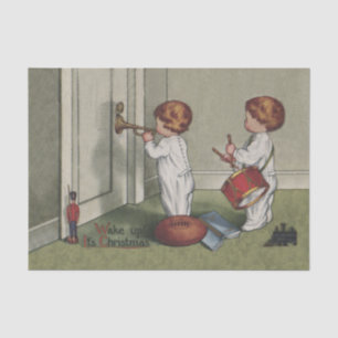 Word wakker met de kerstschattige illustratie van  tissuepapier