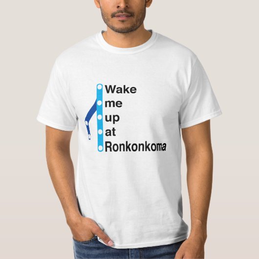 Word wakker op het station Ronkonkoma T-shirt (Voorkant)