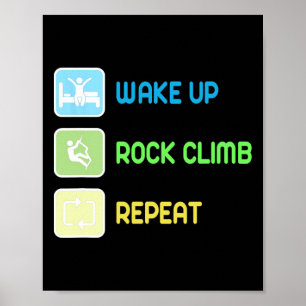 Word wakker Rock klim herhaal een buiten- of binne Poster