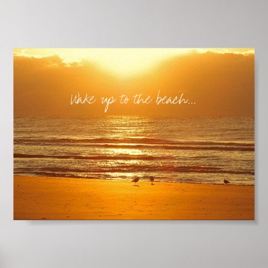 Word wakker tot de Beach Sunrise Poster Print (Voorkant)