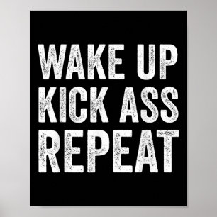 Word wakker Trap herhaal, grappige quote trainings Poster