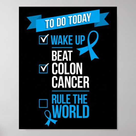 Word wakker, versla darmkanker, beheers de wereld poster (Voorkant)