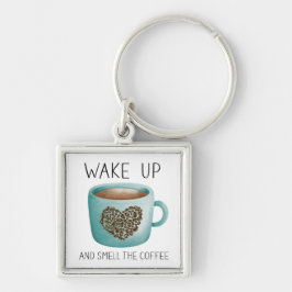 Word wakker word en ruik de koffie - Aquarel Koffi Sleutelhanger