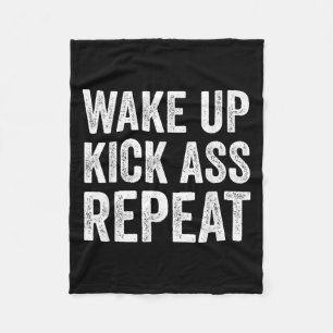 Word wakker worden, herhaal kick, grappige quote t fleece deken