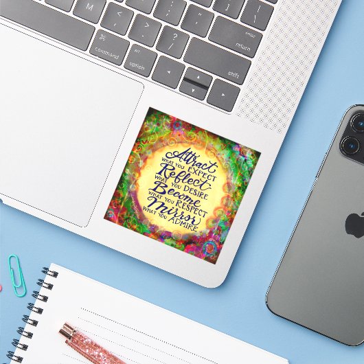 Word wat je zoekt in anderen aanmoediging sticker (Laptop met iPhone)