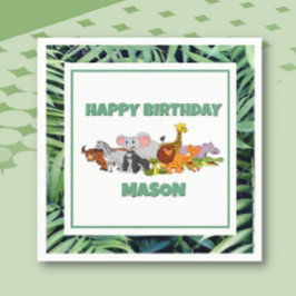 Word wild! Kind Oerwoud Dier Verjaardag Papier Nap Servet