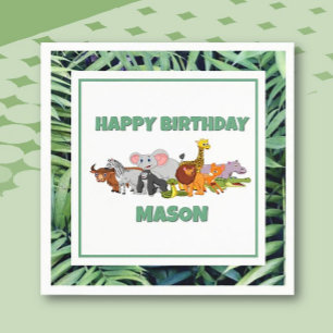 Word wild! Kind Oerwoud Dier Verjaardag Papier Nap Servet