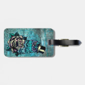 Word Wise tattoo stijl owl op digitale Blauwgroen  Bagagelabel (Achterkant horizontaal)