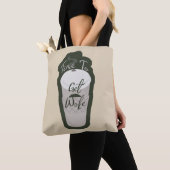 Word Woke met Coffee Fun Cartoon Design Art Tote Bag (Dichtbij)