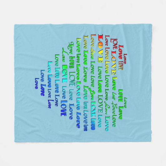 Word-wolk van liefdeshart in regenboogkleuren fleece deken (Voorkant (Horizontaal))