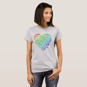 Word-wolk van liefdeshart in regenboogkleuren T-Sh T-shirt (Voorkant volledig)
