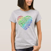 Word-wolk van liefdeshart in regenboogkleuren T-Sh T-shirt (Voorkant)