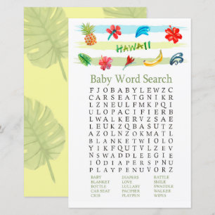 Word-zoekspel in Hawaii Baby shower