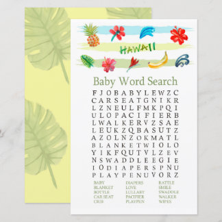 Word-zoekspel in Hawaii Baby shower