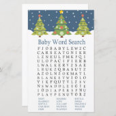 Word-zoekspel met Baby shower met kerstbomen (Voorkant / Achterkant)