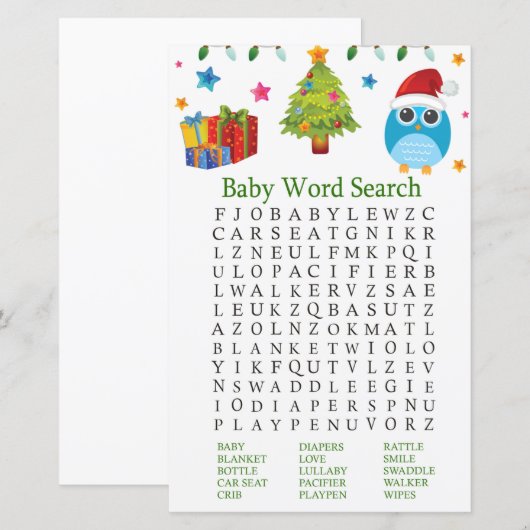 Word-zoekspel met open Baby shower (Voorkant / Achterkant)