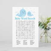 Word-zoekspel voor Baby shower op walvis (Staand voorkant)
