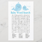 Word-zoekspel voor Baby shower op walvis (Voorkant)