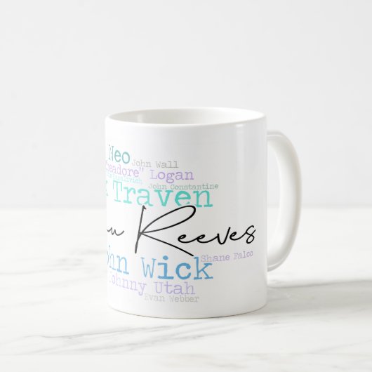 Wordart Keanu met Movie Characters Coffee Mok (Voorkant rechts)