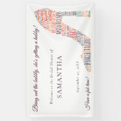 Wordart Schoen Naam Fun Paarse Vrijgezellenfeest Spandoek (Verticaal)